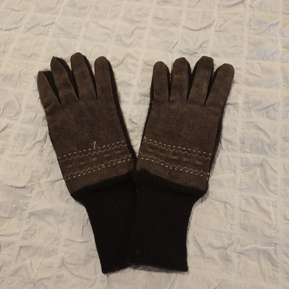🧤 Vintage Women’s Dress Gloves – Suede Cowhide Shell, Size L